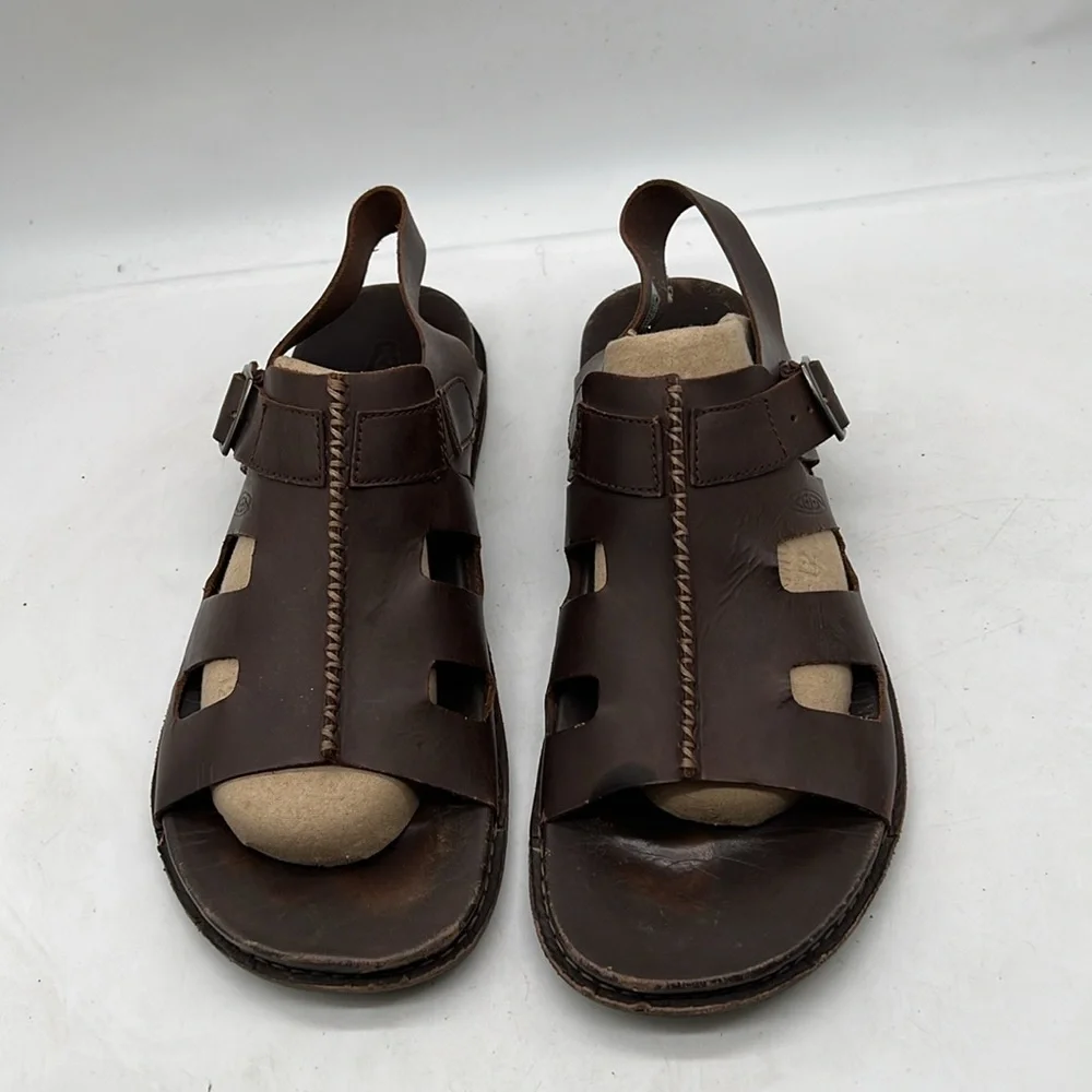 KEEN Alman Dark Brown Leather Buckle Strap Sandals 1010315 Mens 11.5 - Picture 2 of 9
